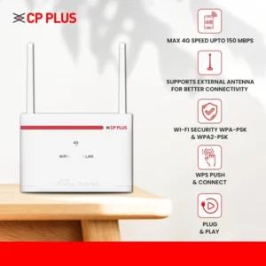 CP Plus 4G SIM Card Wi-Fi Router with High Speed 4G Internet